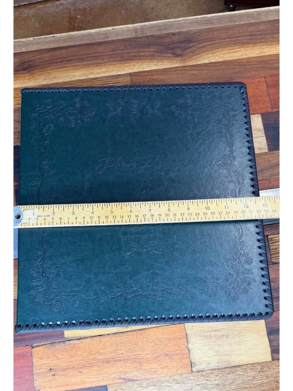 Self Adhesive Photo Album Green Leather Vintage Large Sticky Pages